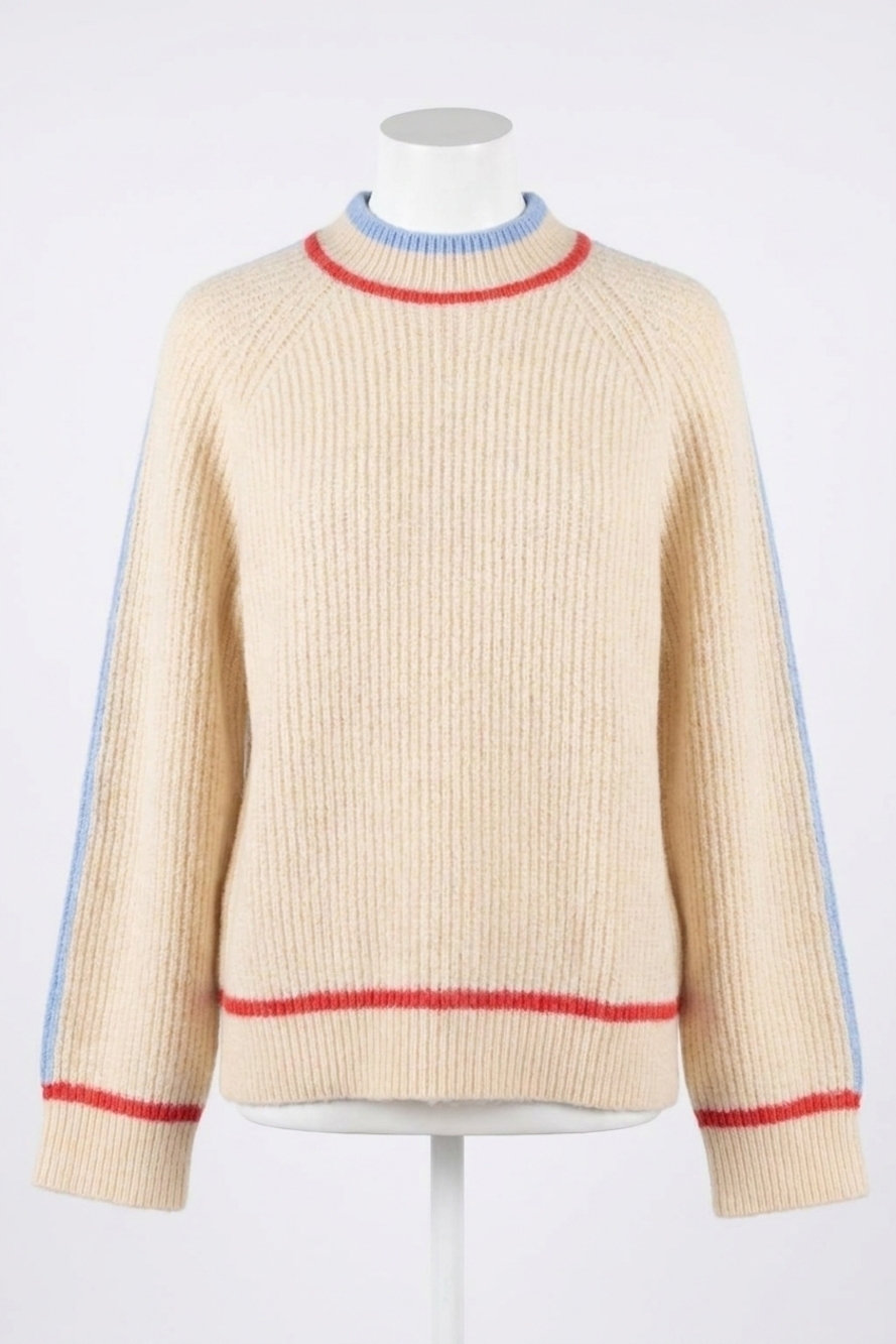NEW MINKPINK ivana contrast tipping knit top in cream
